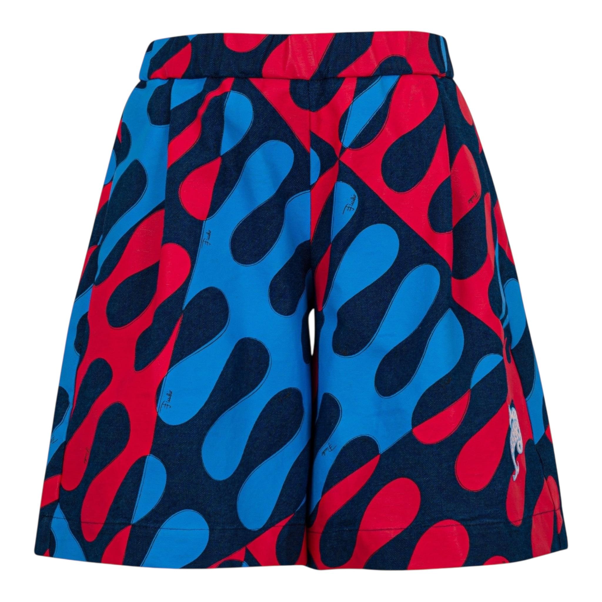 Emilio Pucci Short Tinta Unita con Fantasia per Bambina PW6A59 BLU EMILIO PUCCI 