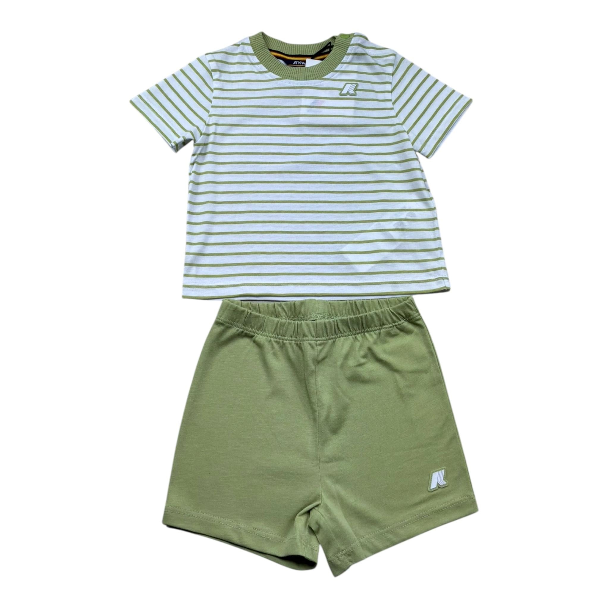 K-Way Completo 2 Pezzi Bicolore T-Shirt-Bermuda Fantasia A Righe per Neonato K2137TW VERDE K-WAY 
