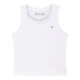 Tommy Hilfiger Canotta Tinta Unita con Ricami per Bambina KG0KG08588X BIANCO TOMMY HILFIGER 