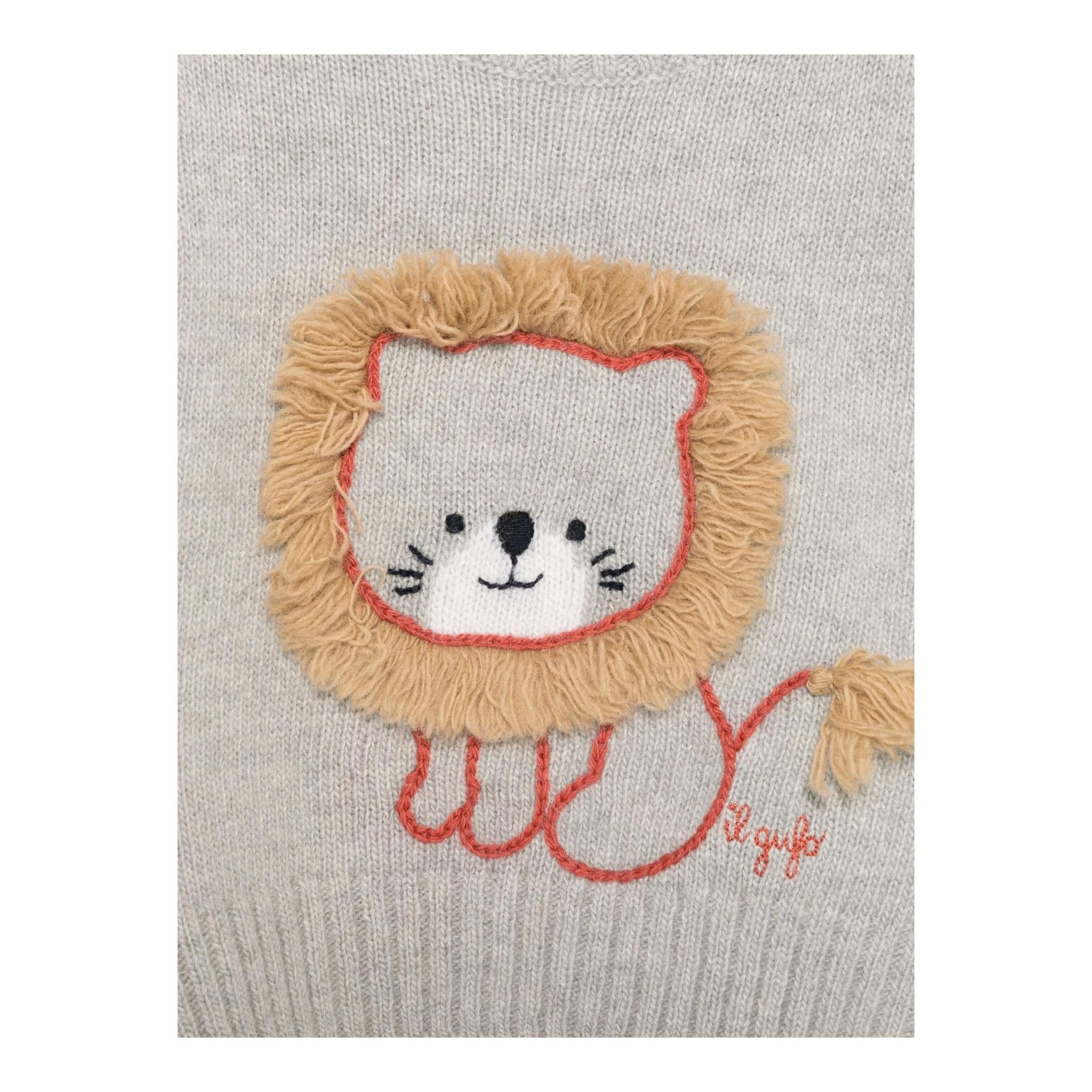 IL GUFO maglia girocollo tinta unita con ricami Grigio per Bambino A24MA455EM220 GRIGIO IL GUFO 