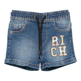 John Richmond Bermuda tinta unita In Denim con Elastico In Vita Blu per Neonato RIP25048BEXX BLU JOHN RICHMOND 