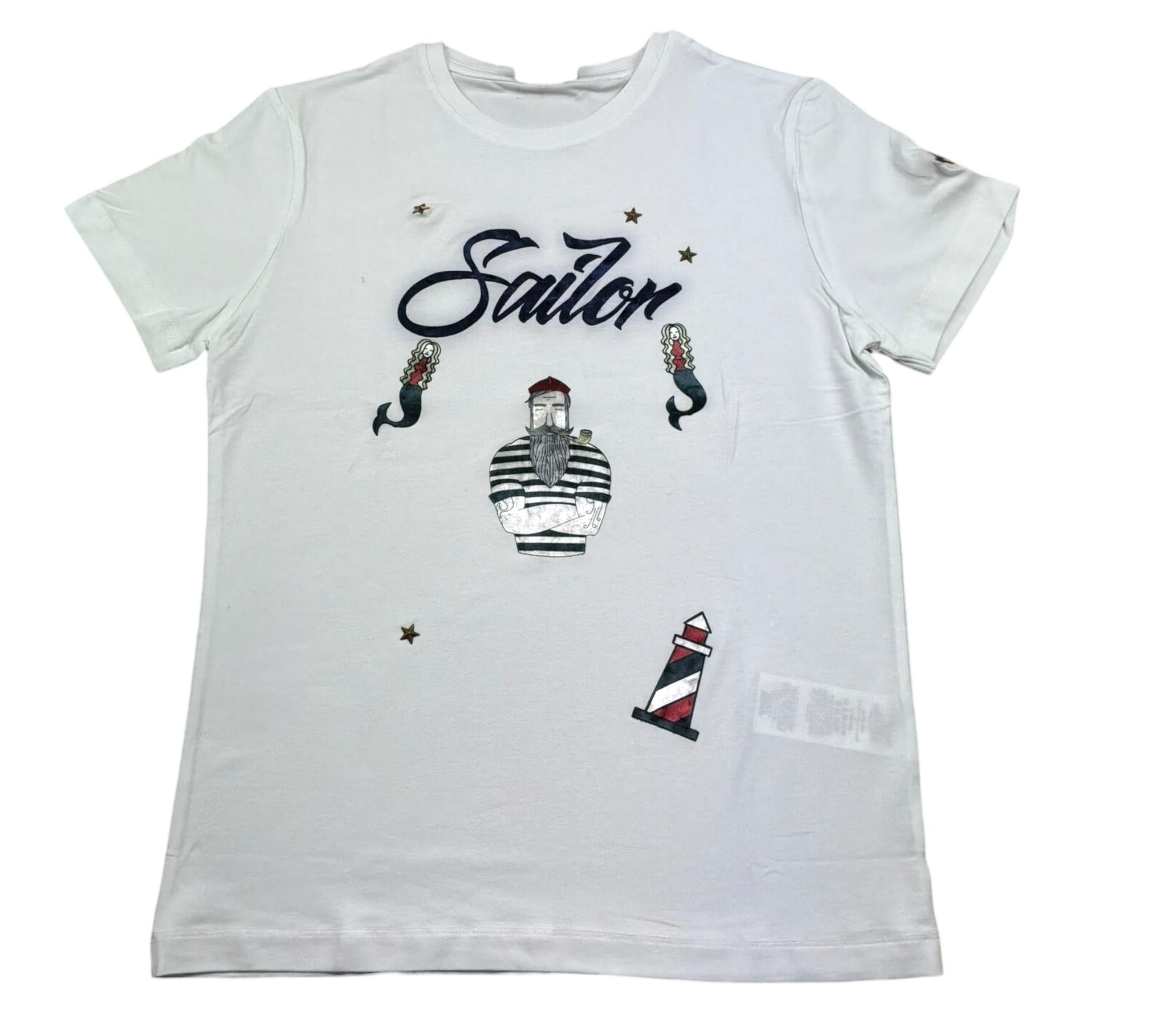 Monnalisa T-Shirt Girocollo Tinta Unita con Stampa per Bambino 253602 BIANCO MONNALISA 