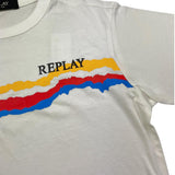 Replay T-Shirt Girocollo Tinta Unita con Logo per Bambino SB74077 BIANCO REPLAY 
