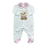 Le Bebe Tutina Manica Lunga Tinta Unita con Colletto E Stampa In Contrasto per Neonata LBG6263 BIANCO LE BEBE 