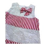 Monnalisa Abito Bicolore con Fantasia A Righe per Neonata 311901 BIANCO/ROSSO MONNALISA 