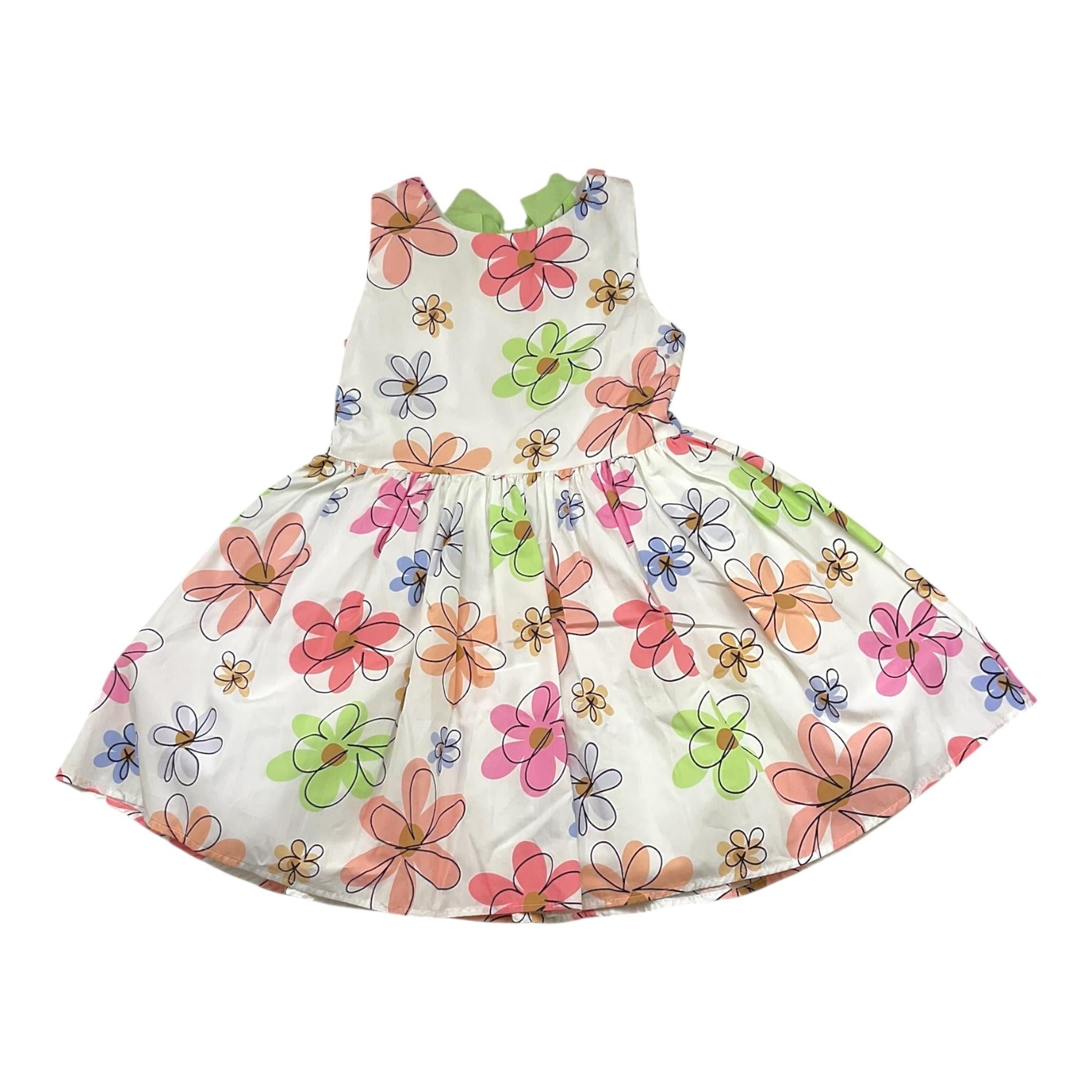 Janice Abito Tinta Unita con Fantasia Fiori per Bambina JN805B BIANCO JANICE 