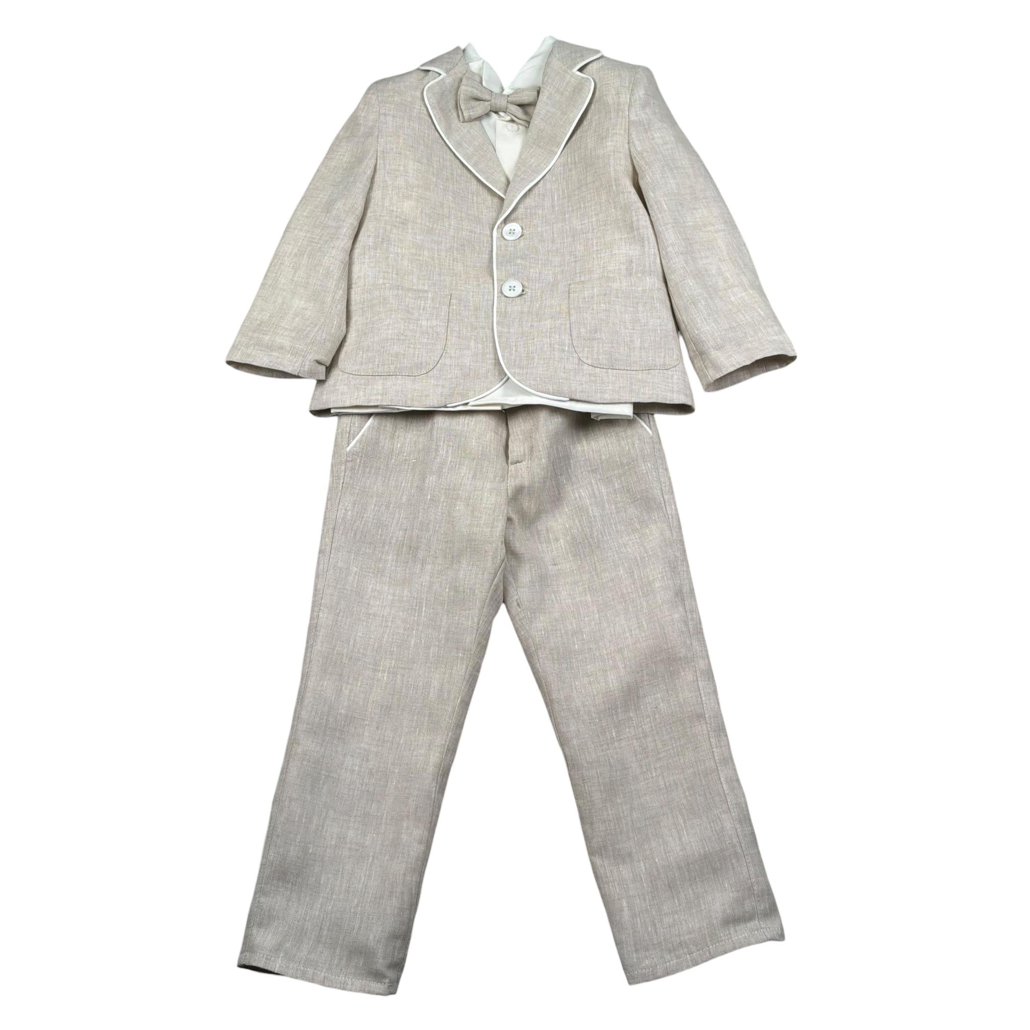 Pure Firenze Completo 4 Pezzi Camicia-Papillon-Giacca-Pantalone Beige per Neonato 7231 BEIGE PURE FIRENZE 