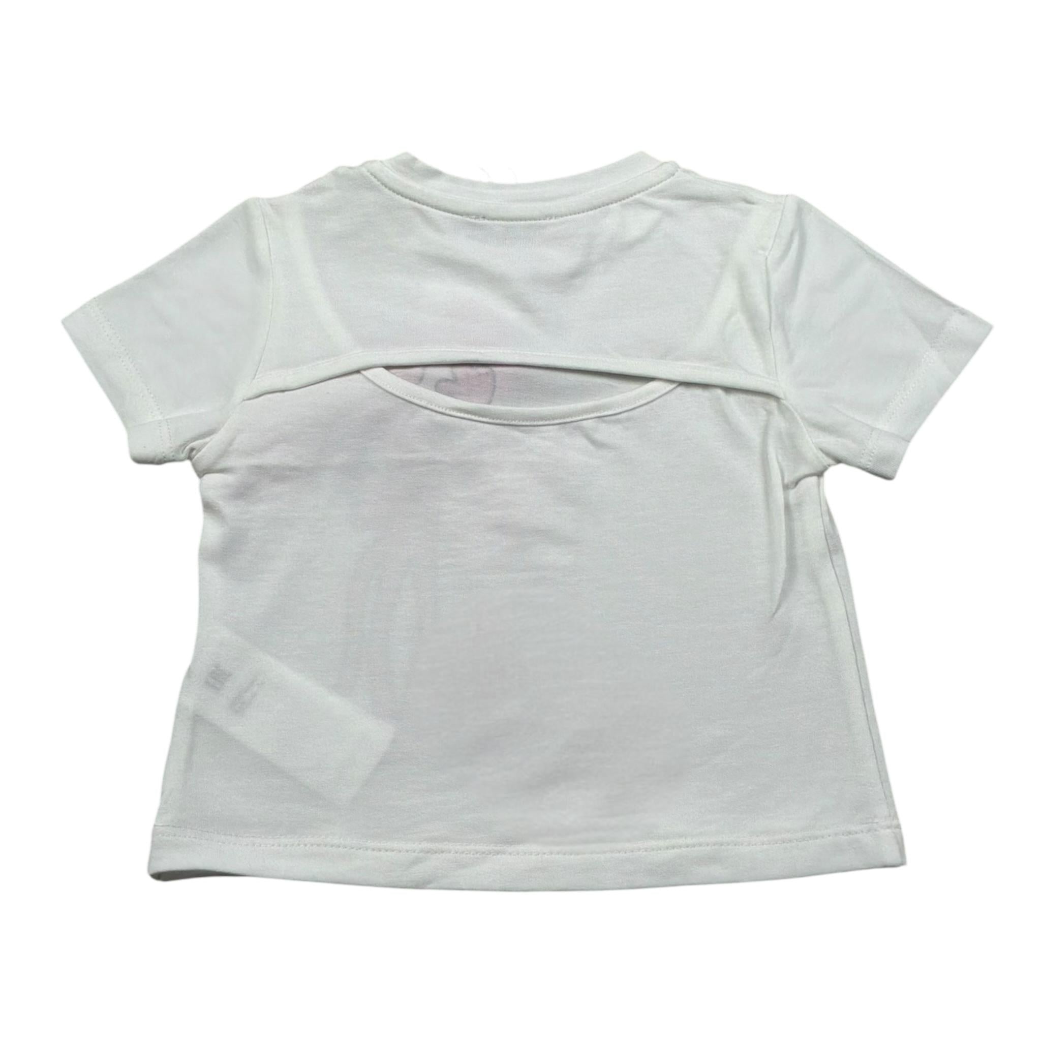 M+E' T-Shirt Girocollo tinta unita con Stampa Bianco per Neonata UE1389 BIANCO M+E' 