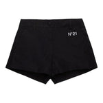 N°21 Short Tinta Unita con Logo per Bambina N2101D NERO N°21 