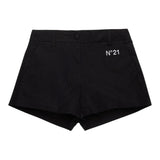N°21 Short Tinta Unita con Logo per Bambina N2101D NERO N°21 