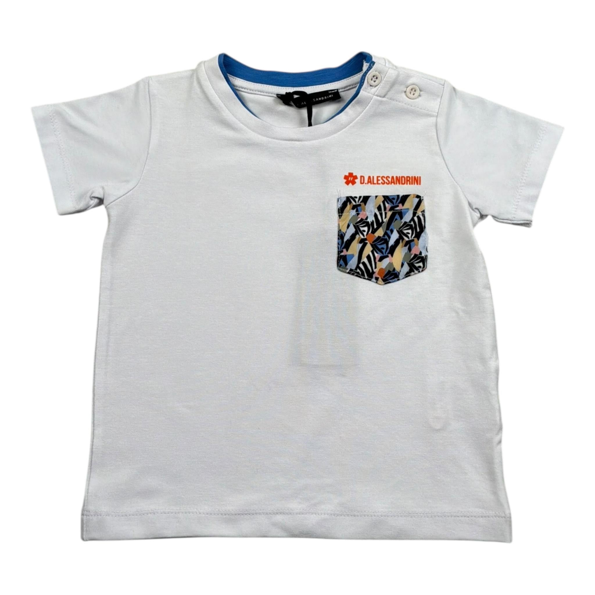 Daniele Alessandrini T-Shirt Girocollo Tinta Unita con Taschino per Neonato 1296M0844 BIANCO DANIELE ALESSANDRINI 