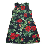DOLCE & GABBANA abito giromanica tinta unita con stampa rose Nero per Bambina L52DX5 NERO DOLCE & GABBANA 