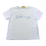 Genny Princess T-Shirt Girocollo Tinta Unita Con Brillantini Bianco Per Bambina