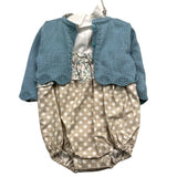 Marlu' Completo 3 Pezzi Camciia-Pagliaccetto-Coprispalle Beige Per Neonata