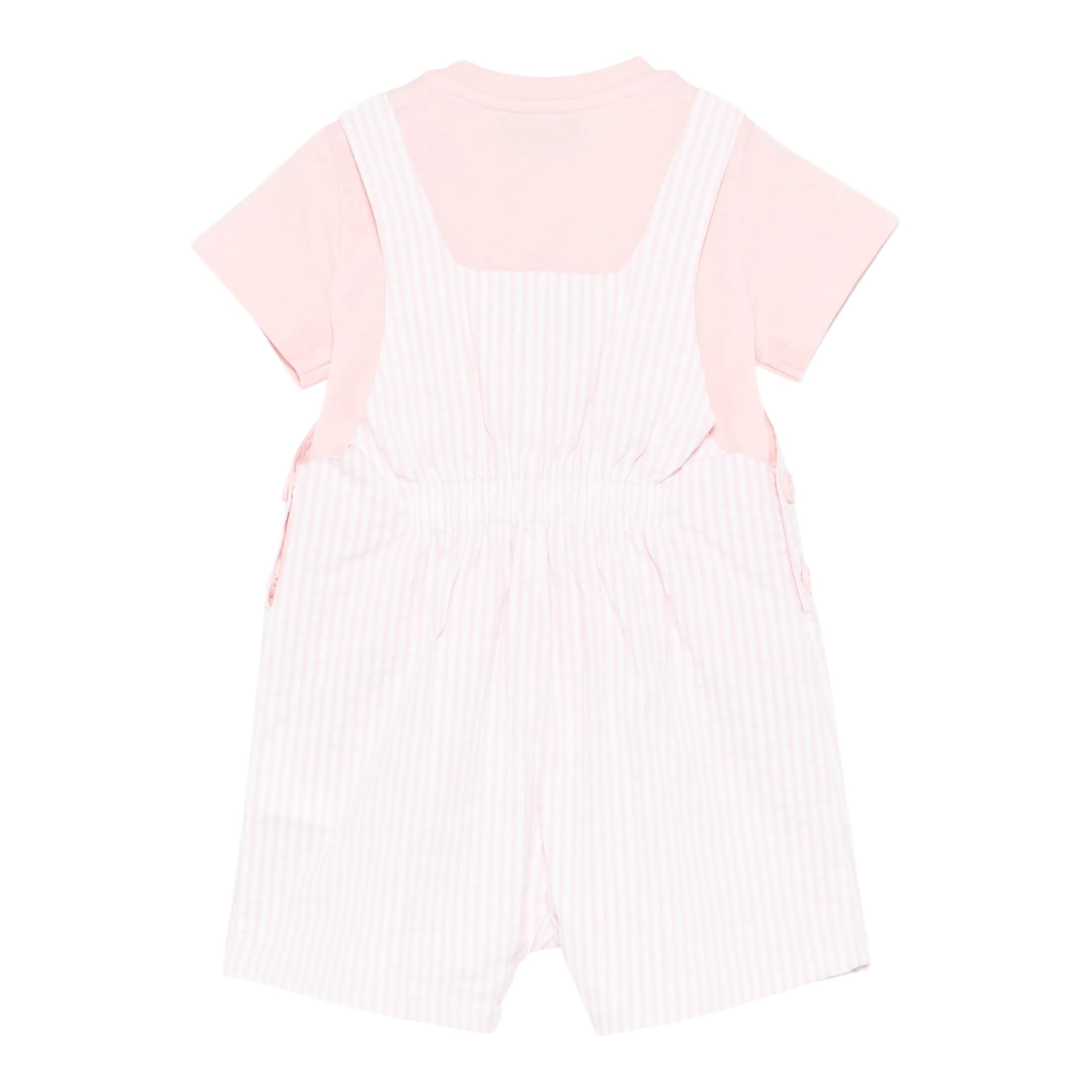 Moschino Completo 2 Pezzi T-Shirt-Salopette per Neonata MUG01L ROSA MOSCHINO 