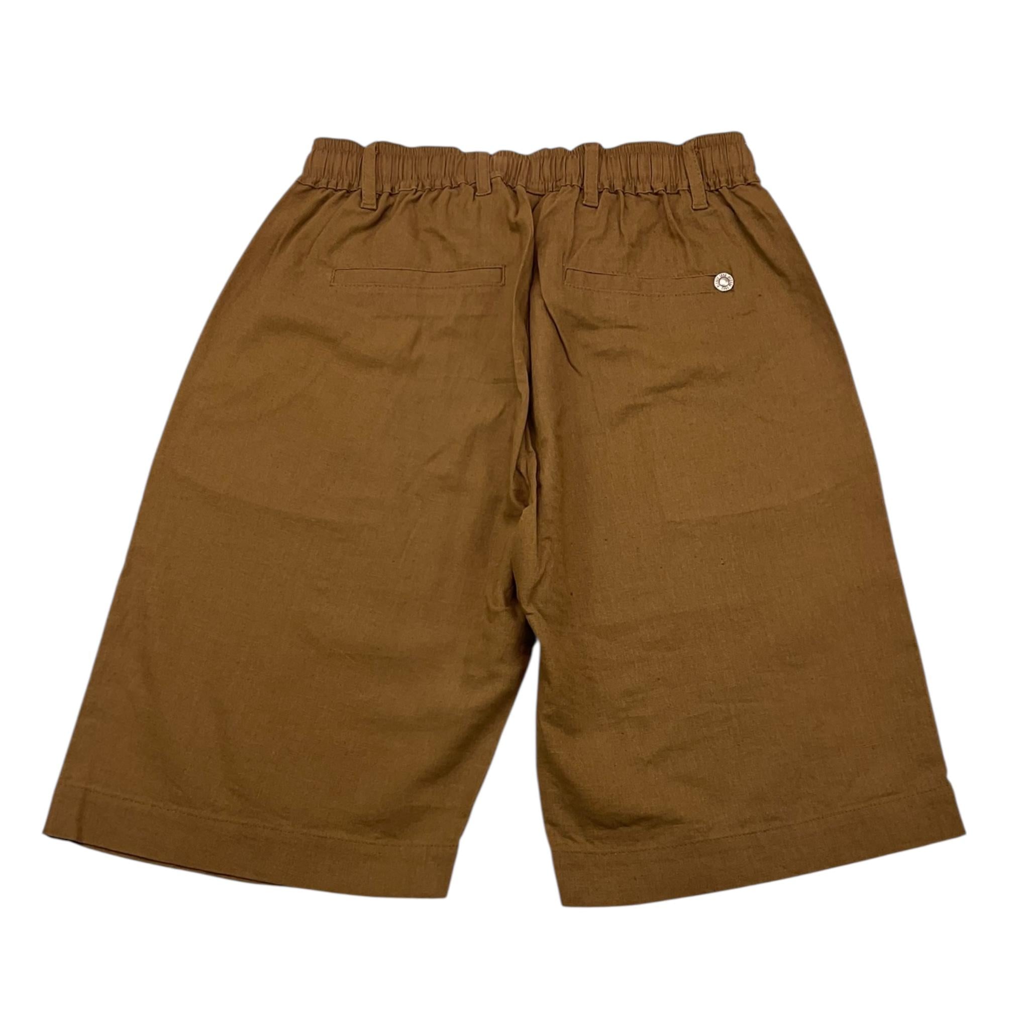 Please Bermuda Tinta Unita con Elastico In Vita per Bambino RE49300B73 MARRONE PLEASE 