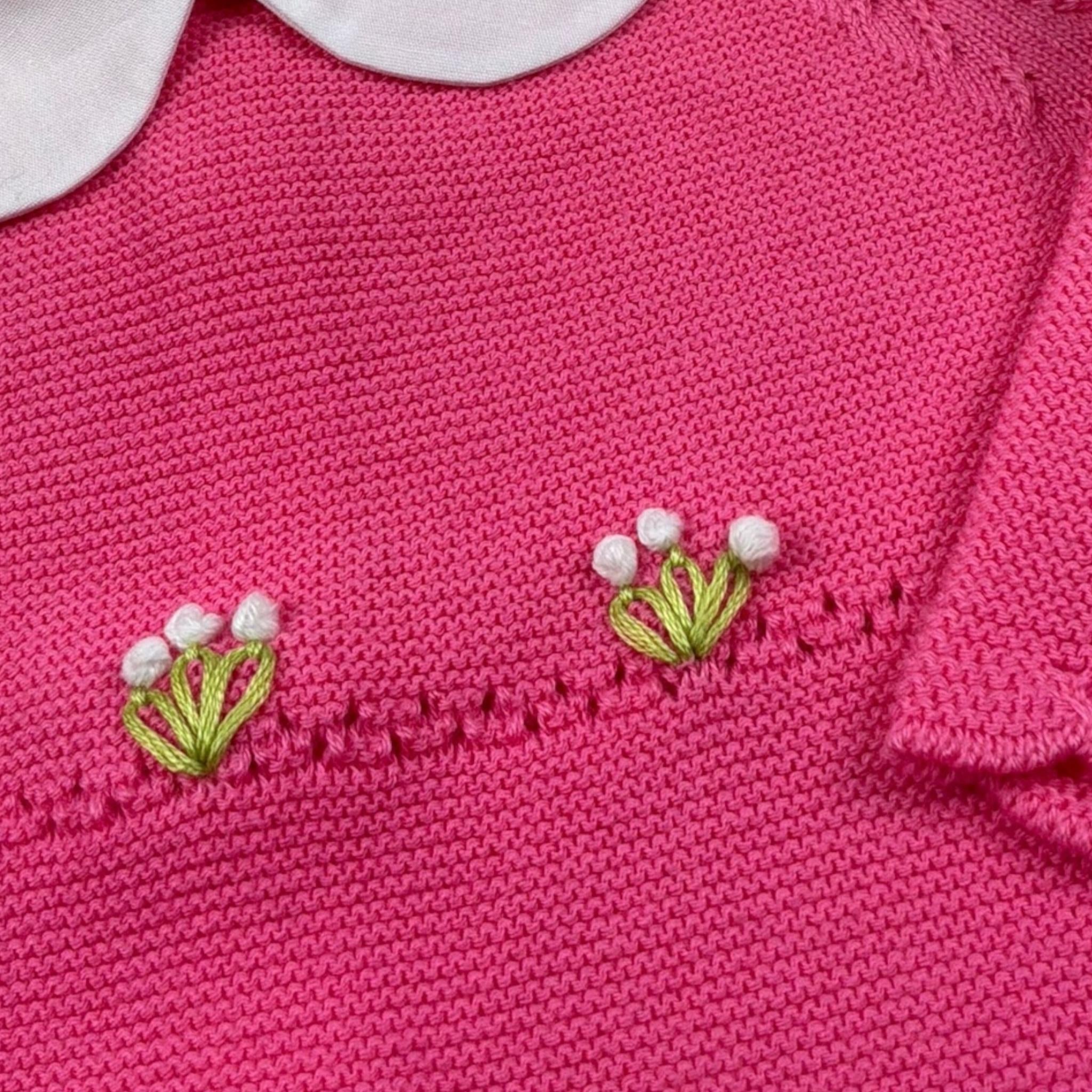 Le Coconne Tutina Tinta Unita con Ricami E Colletto per Neonata LCN2438 FUXIA LE COCONNE 