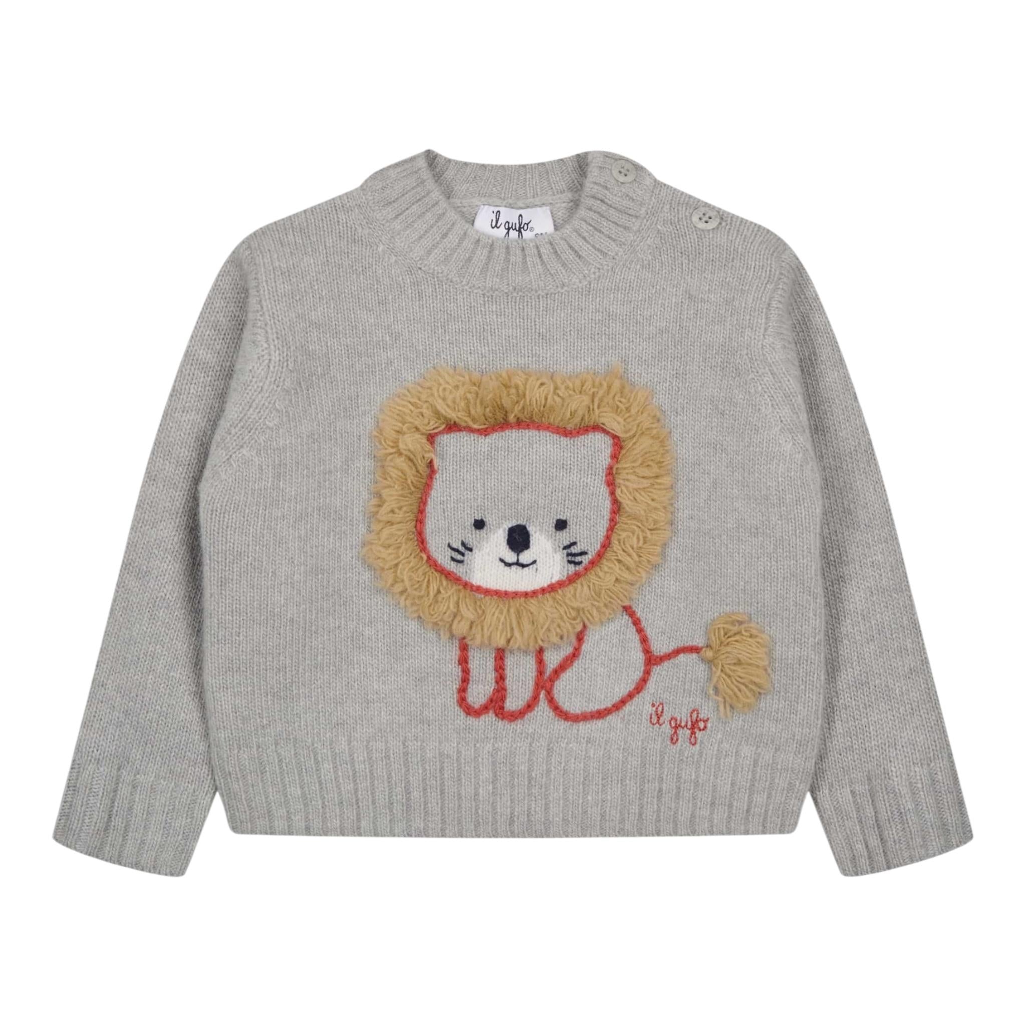 IL GUFO maglia girocollo tinta unita con ricami Grigio per Bambino A24MA455EM220 GRIGIO IL GUFO 