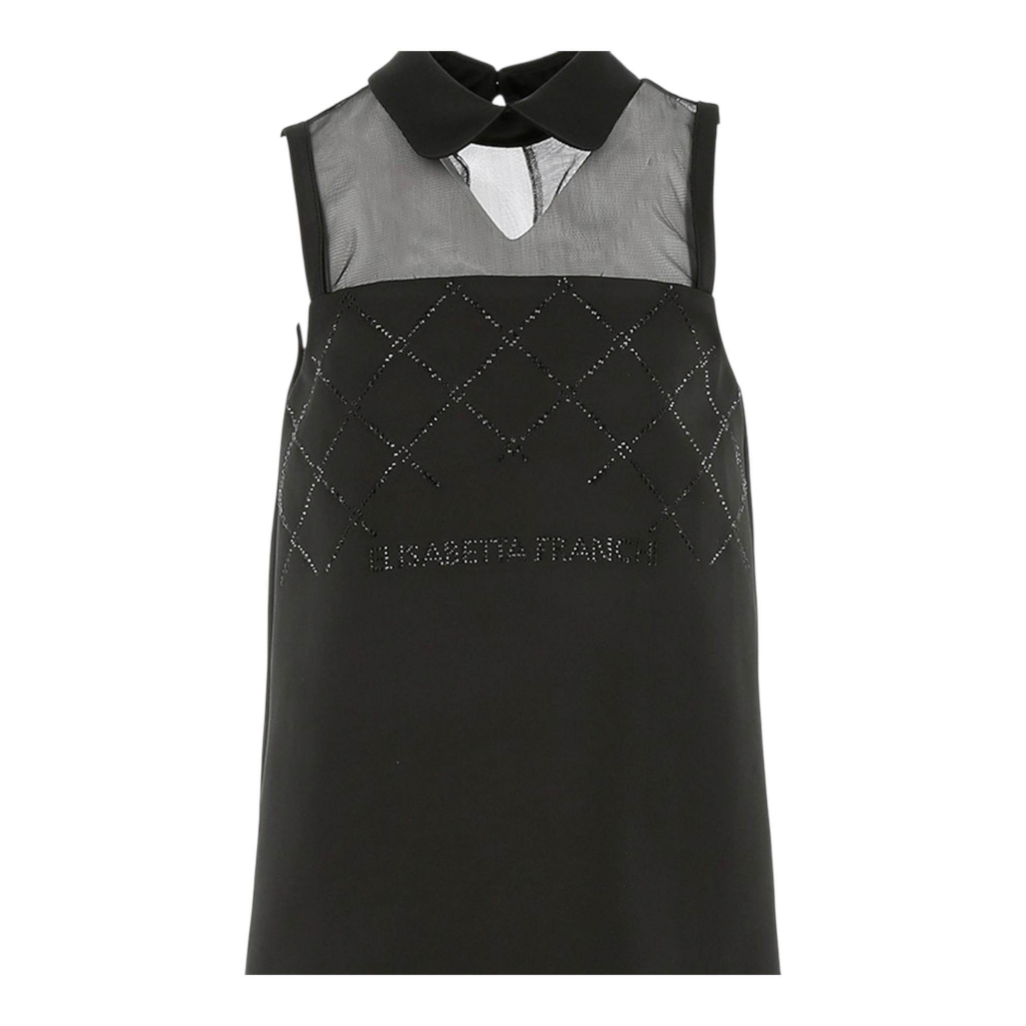 Elisabetta Franchi Abito Giromanica Tinta Unita con Brillantini per Bambina EFAB618X NERO ELISABETTA FRANCHI 