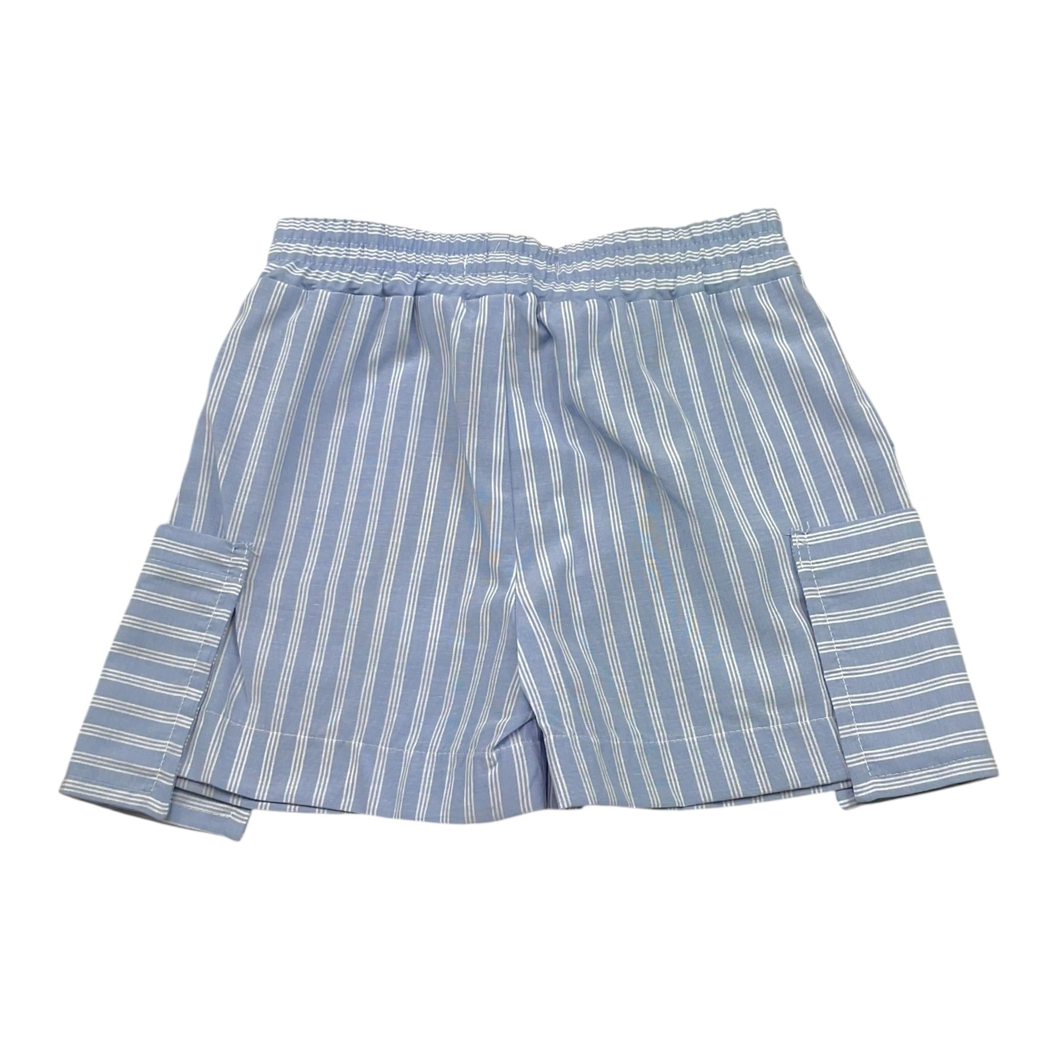 Manila Grace Short Tinta Unita con Fantasia A Righe per Bambina 363PMBS25 AZZURRO MANILA GRACE 