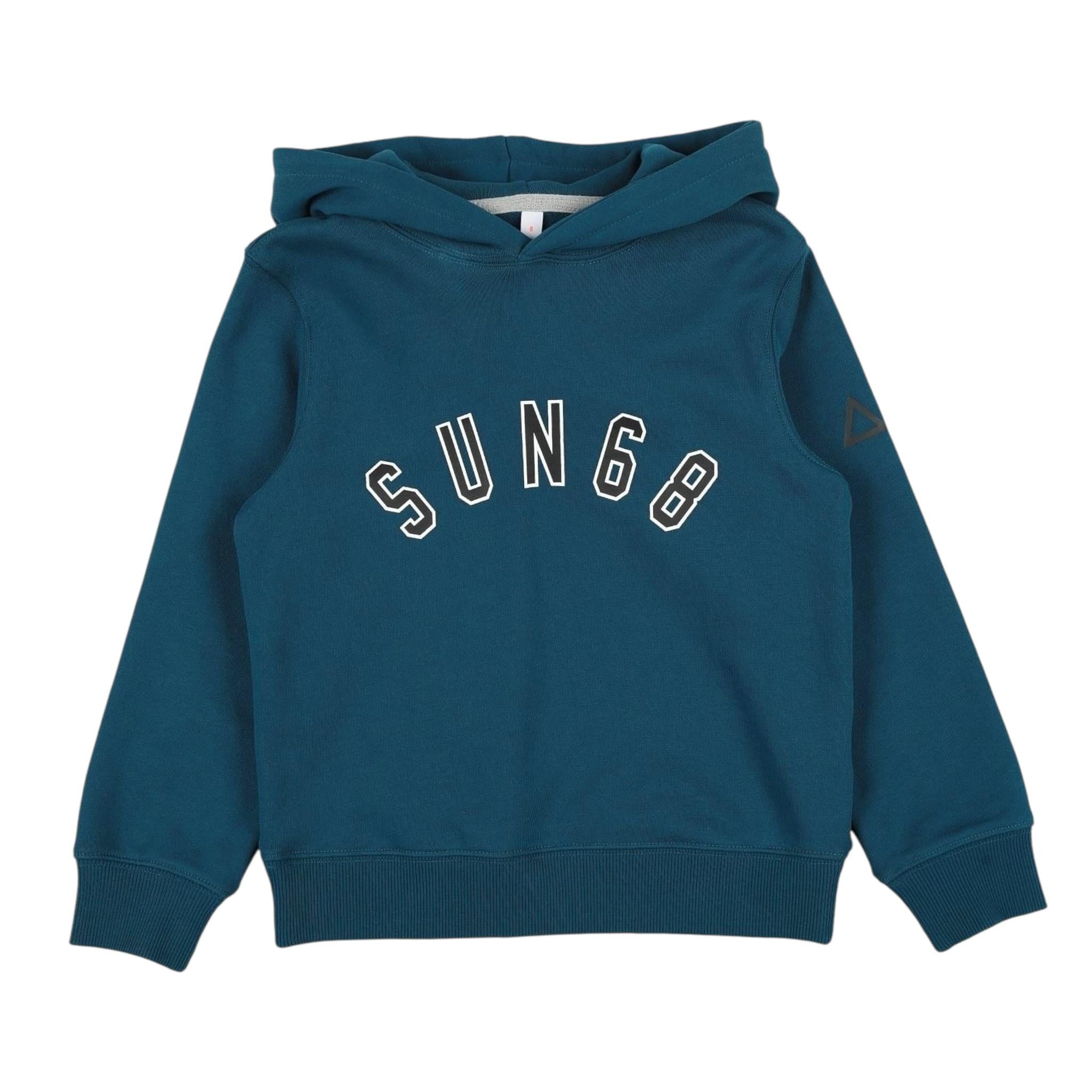 SUN68 felpa chiusa cn cappuccio tinta unita con logo Verde per Neonato F44321N VERDE SUN68 