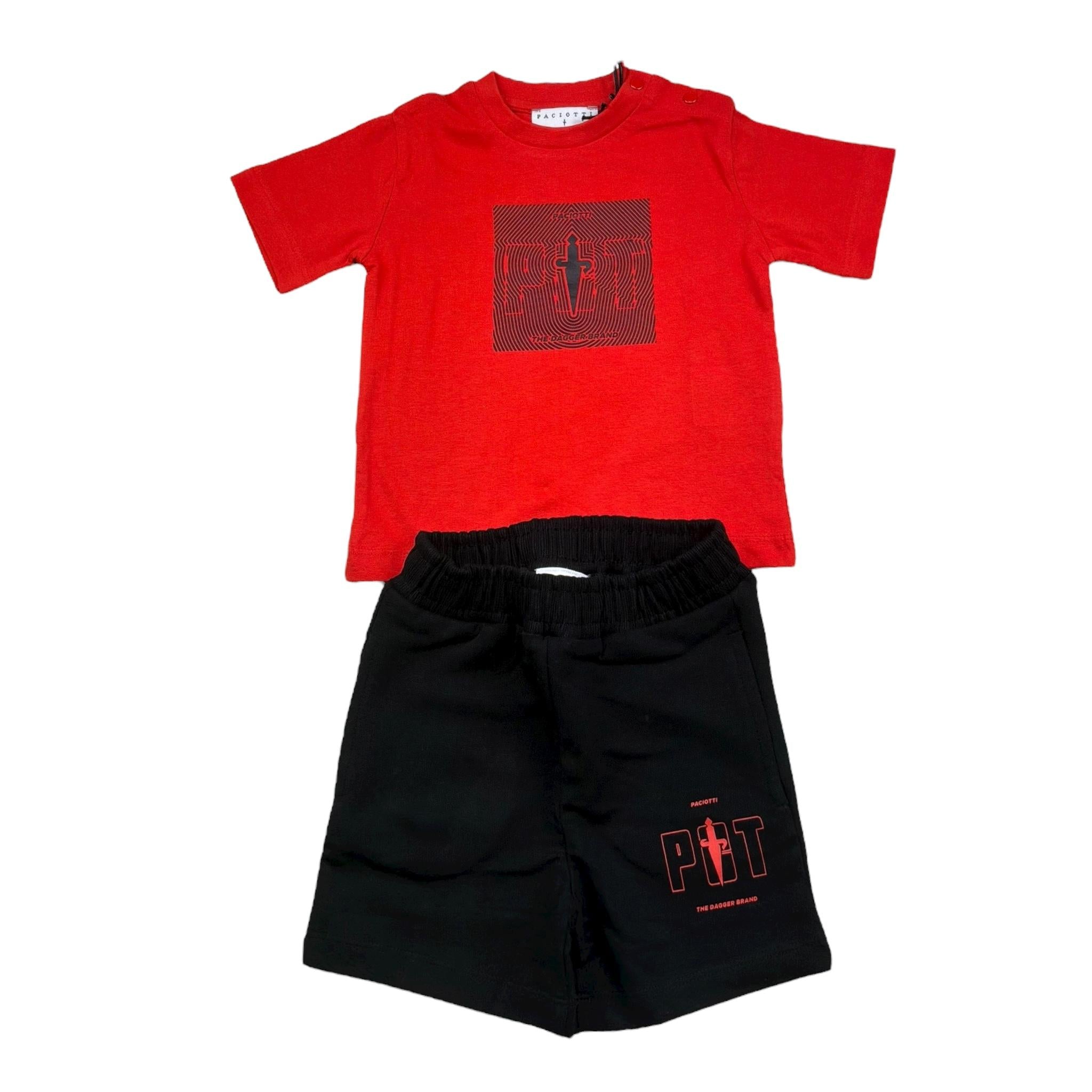 Cesare Paciotti Completo 2 Pezzi T-Shirt-Bermuda per Neonato CMP5114B NERO/ROSSO CESARE PACIOTTI 