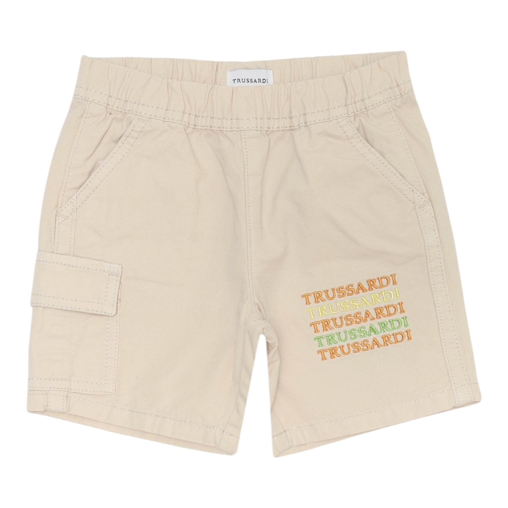 Trussardi Bermuda tinta unita con Elastico In Vita E Loghi Beige per Neonato TIP25023BE BEIGE TRUSSARDI 