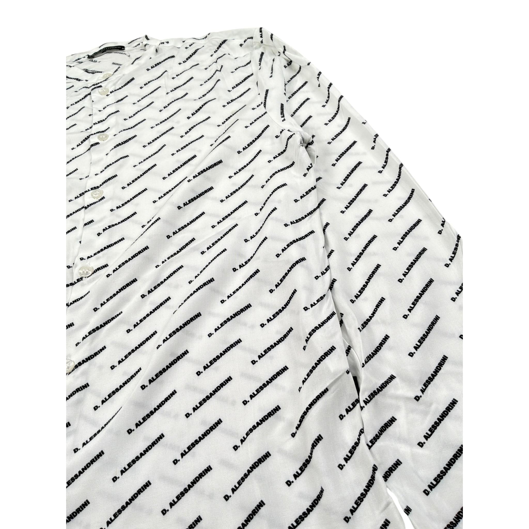 Daniele Alessandrini Camicia Manica Lunga Collo Coreano tinta unita con Stampe Logo Bianco per Bambino 1235C00155X BIANCO DANIELE ALESSANDRINI 