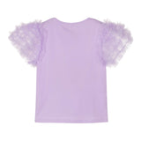 Angel'S Face T-Shirt Girocollo Tinta Unita con Maniche In Tulle Lilla per Bambina