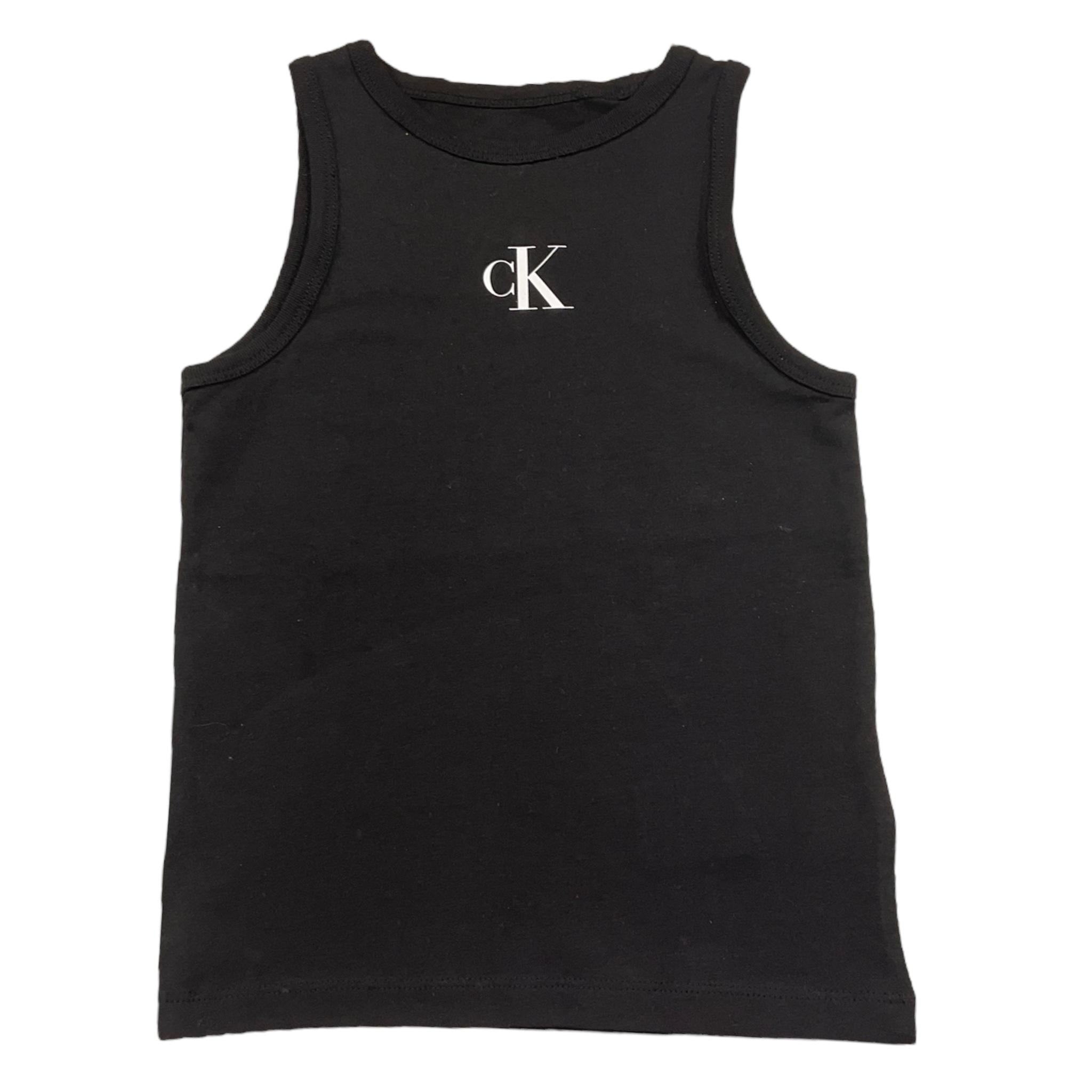 Calvin Klein Canotta Tinta Unita con Logo per Bambina IG0IG02435 NERO CALVIN KLEIN 