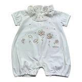 Le Bebe Pagliaccetto Mezza Manica Tinta Unita con Ricami per Neonata LBG6306 BIANCO LE BEBE 