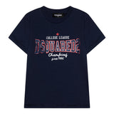 Dsquared2 T-Shirt Girocollo Tinta Unita con Stampa per Bambino DQ2742 BLU DSQUARED2 