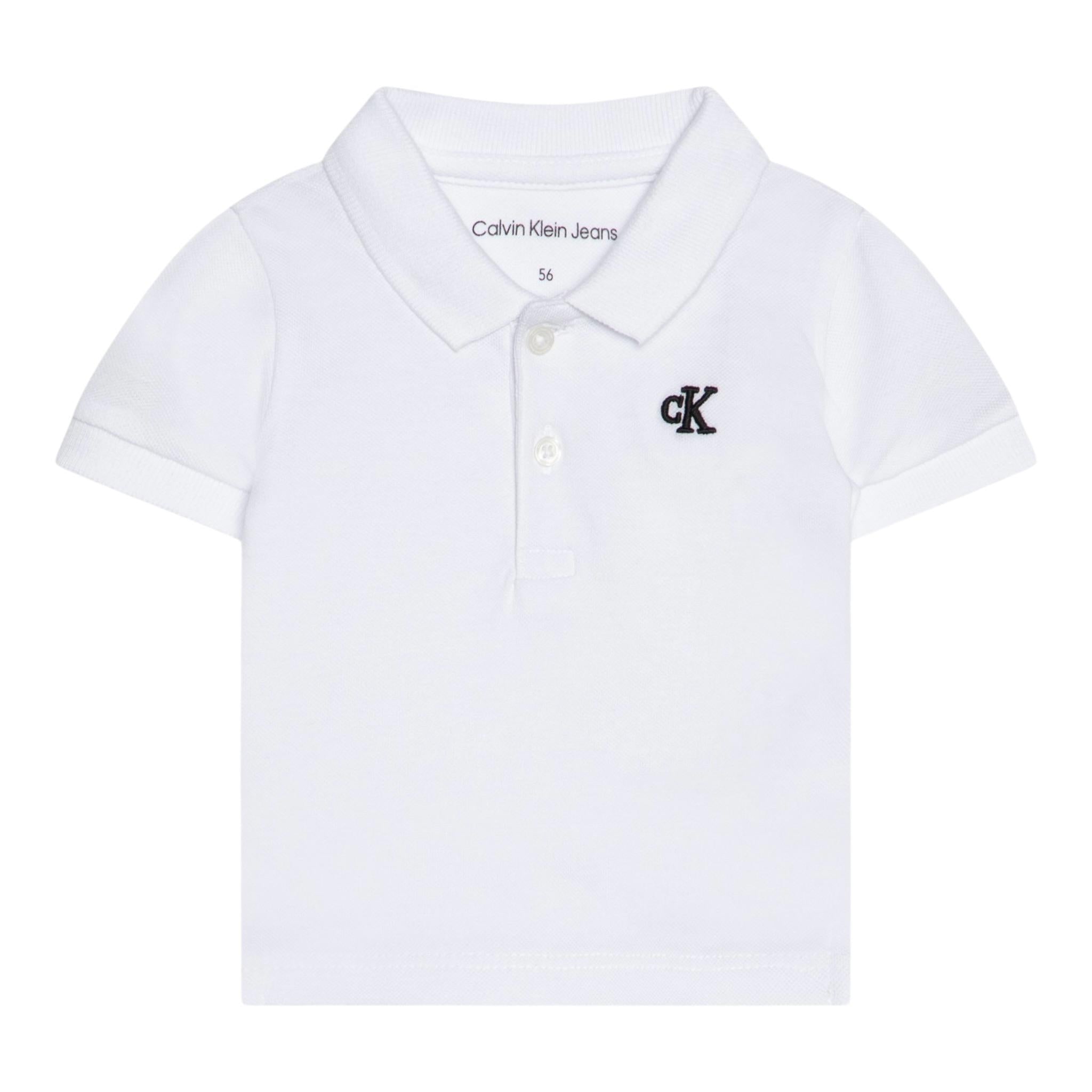 Calvin Klein Polo Mezza Manica Tinta Uita con Logo Bianco per Bambino IB0IB02486 BIANCO CALVIN KLEIN 
