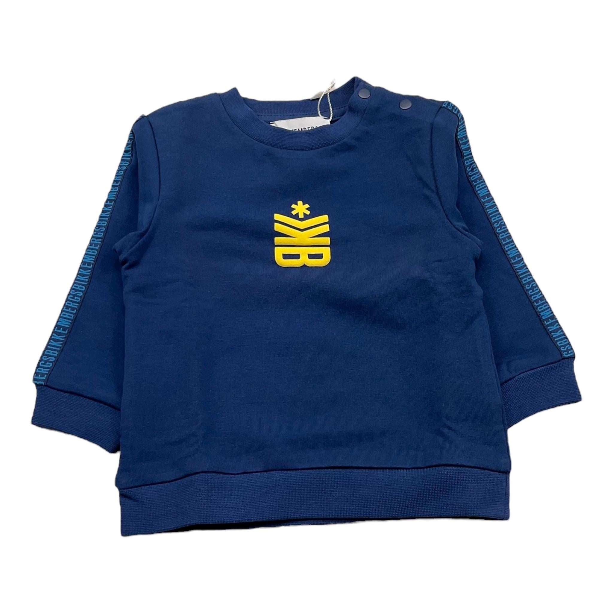 Bikkembergs Felpa Chiusa Girocollo Tinta Unia con Stampa per Neonato BK1616 BLU BiKKEMBERGS 