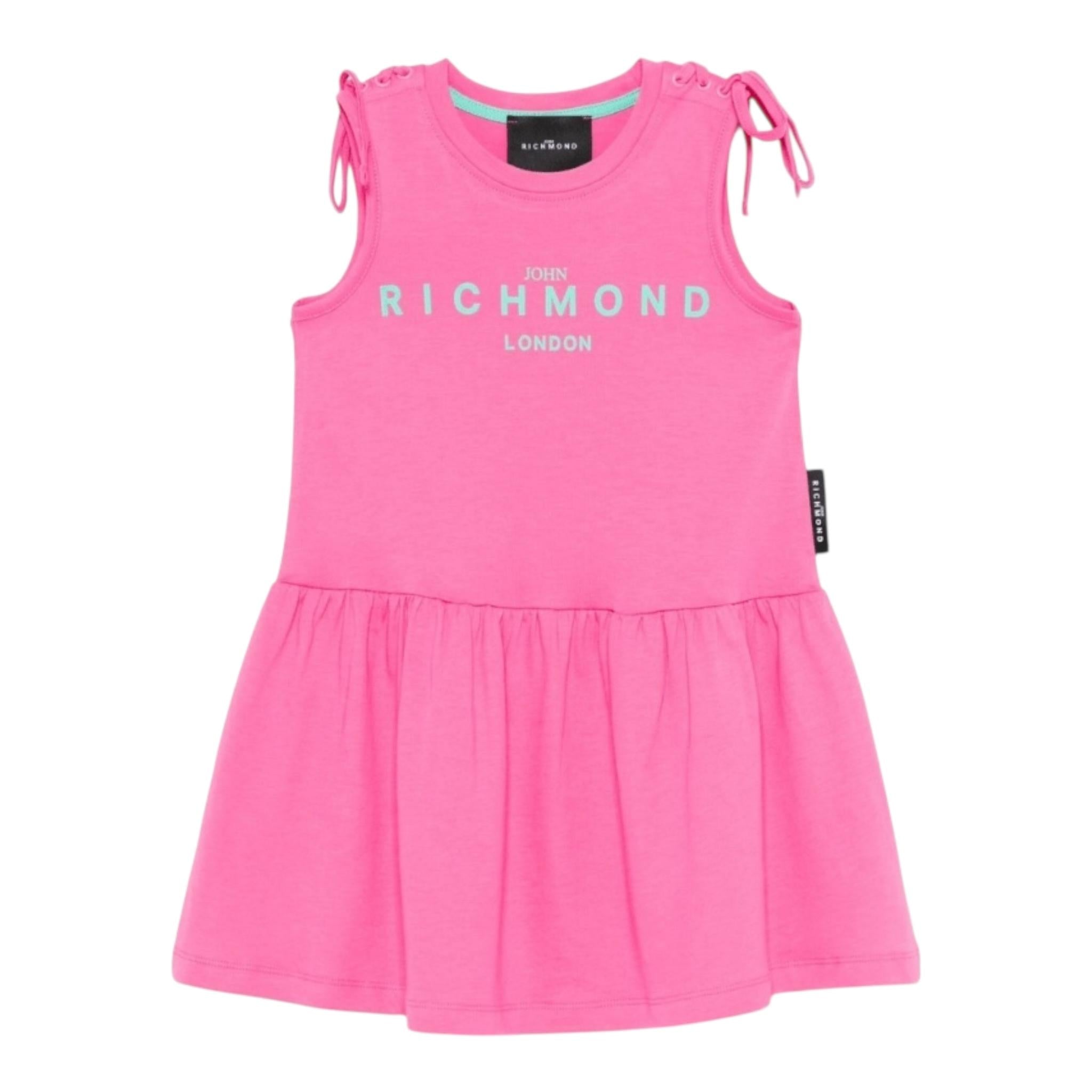 John Richmond Abito Tinta Unita con Logo Girocollo per Bambina RGP25008VEX FUXIA JOHN RICHMOND 