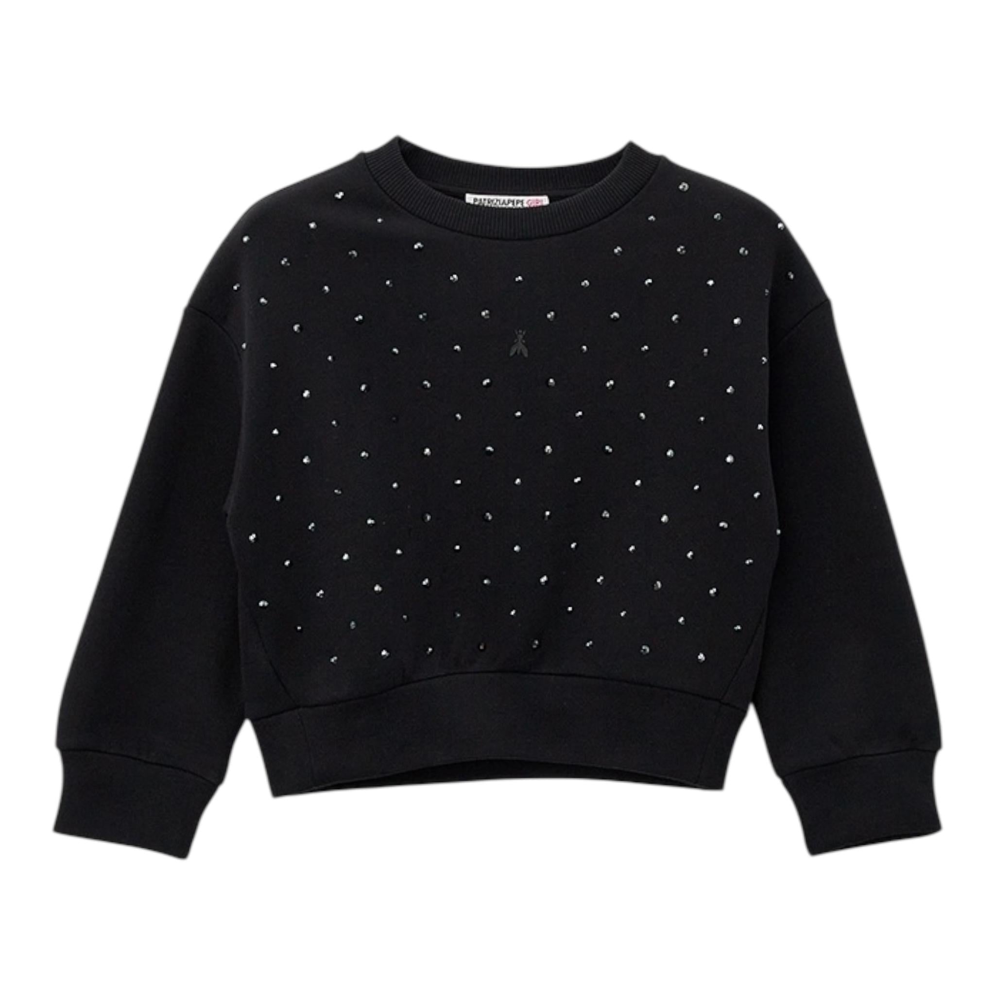 PATRIZIA PEPE felpa chiusa girocollo tinta unita con brillantini Nero per Bambina 7M0865X NERO PATRIZIA PEPE 
