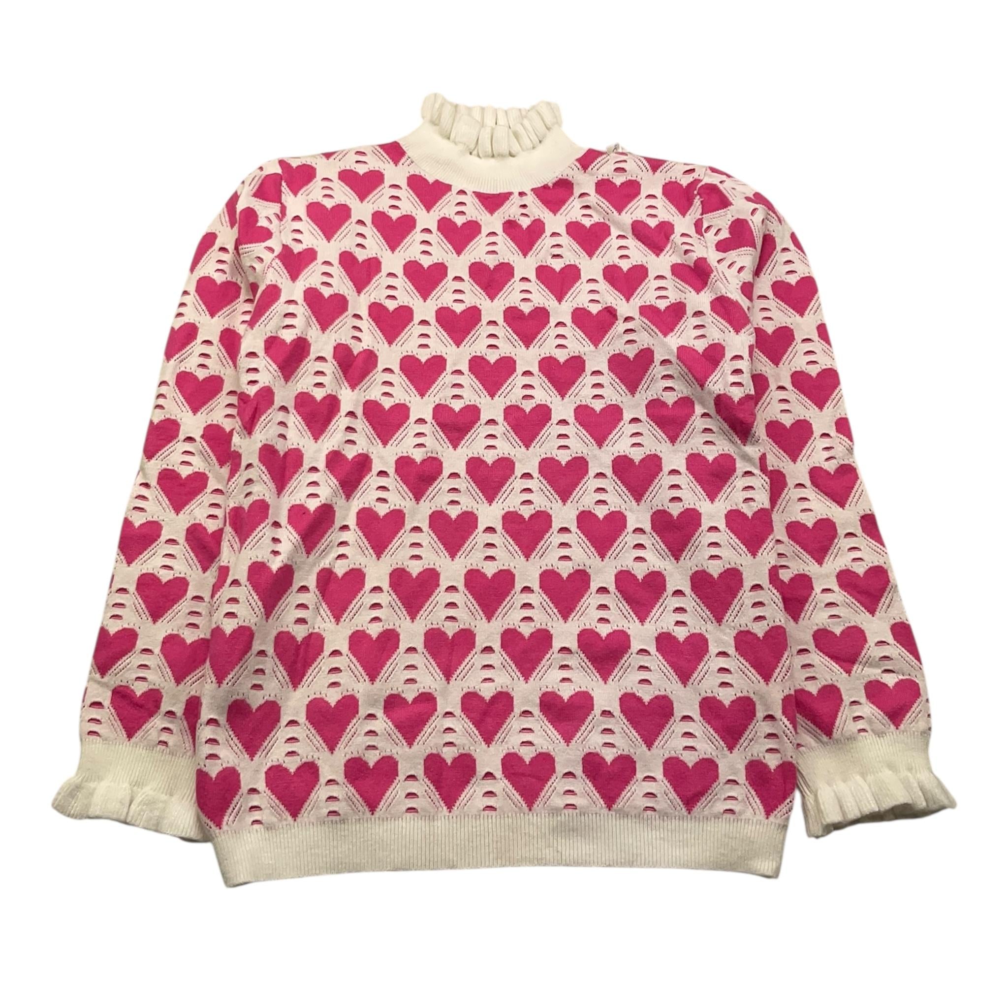 PINK BABY maglia collo alto tinta unita con ricami in contrasto Bianco per Bambina Q1182 BIANCO PINK BABY 