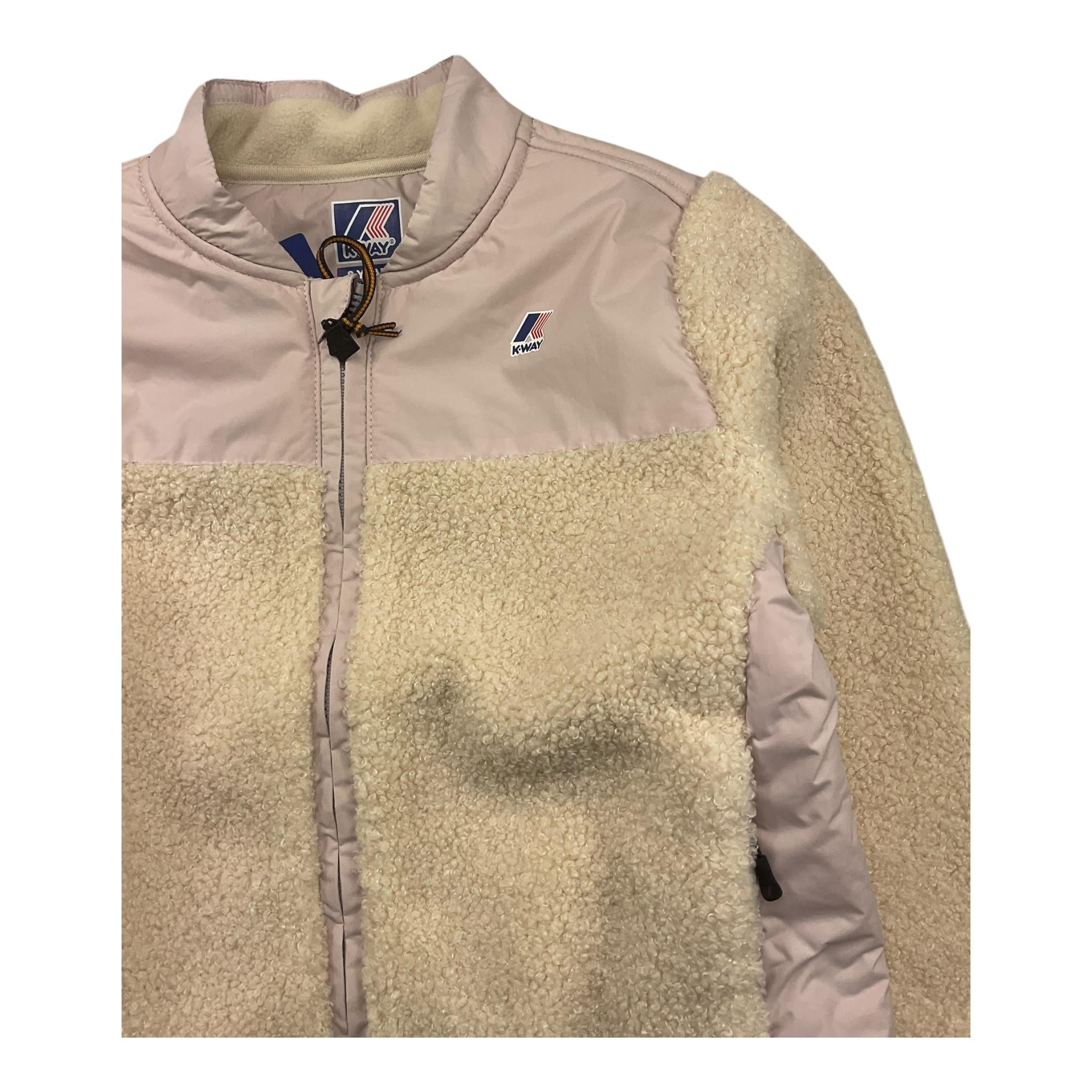 K-WAY giubbino bicolore con zip e logo Panna/rosa per Bambina K7142WW PANNA/ROSA K-WAY 