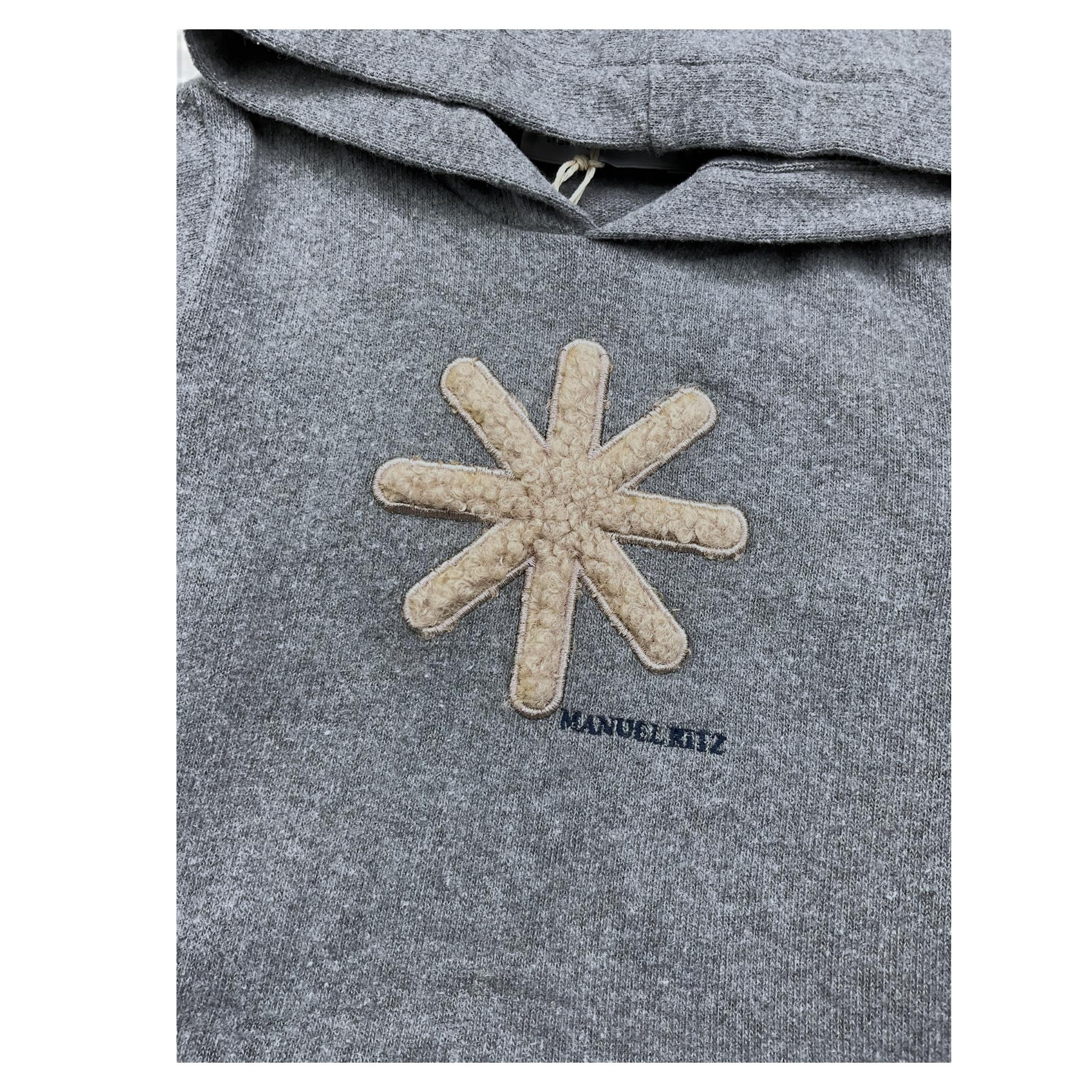 MANUEL RITZ felpa chiusa con cappuccio tinta unita con logo Grigio per Neonato MR2803X GRIGIO MANUEL RITZ 